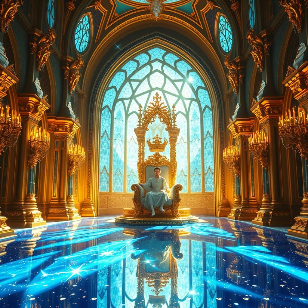 Glistening Crystal Castle with Golden Accents