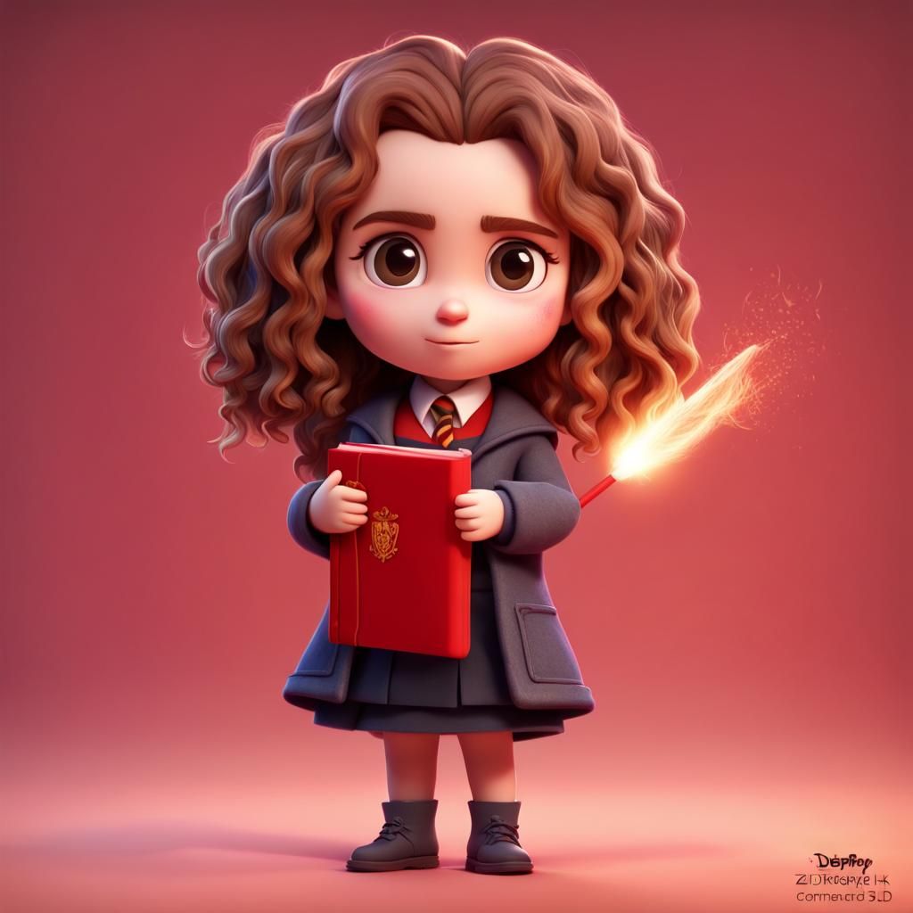 Cute chibi adorable hermione granger, huge eyes, frizzy hair...