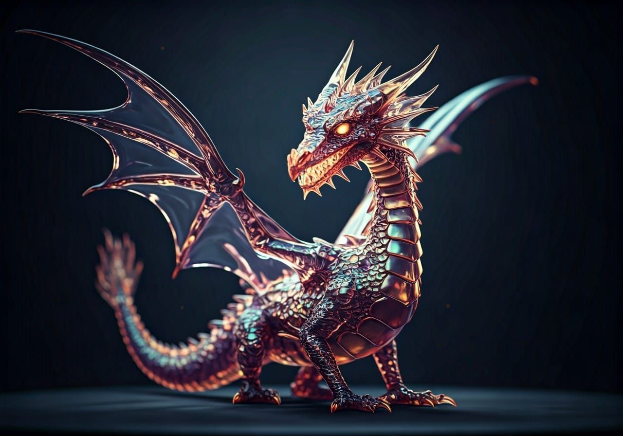 Majestic Glass Dragon Sculpture in 4K