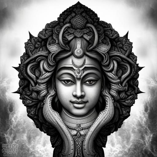 Lord Shiva with Third Eye Open, Hyperrealistic Image