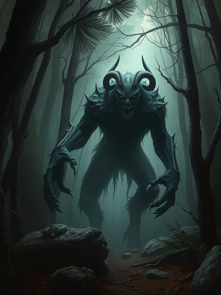 Dark Forest Horror in the Style of Gustave Doré