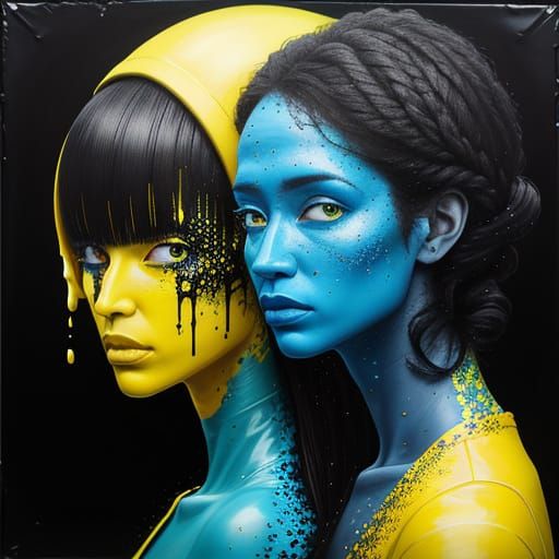 Abstract Silhouette Portrait in Triadic Colors