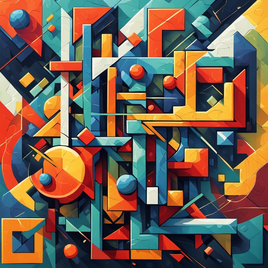 Geometric Puzzle in Cubist Art Deco Style