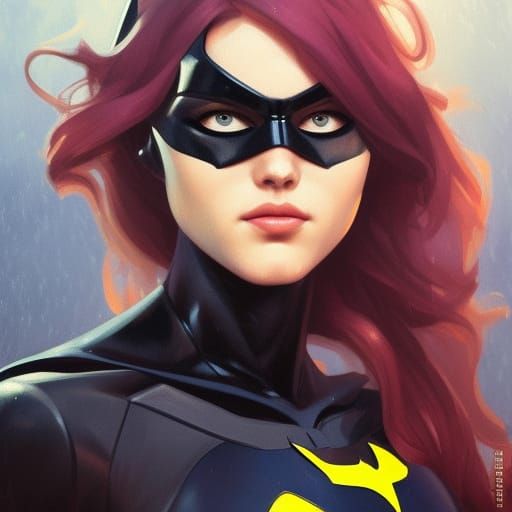 Hyperdetailed Batgirl Portrait in Digital Art Style