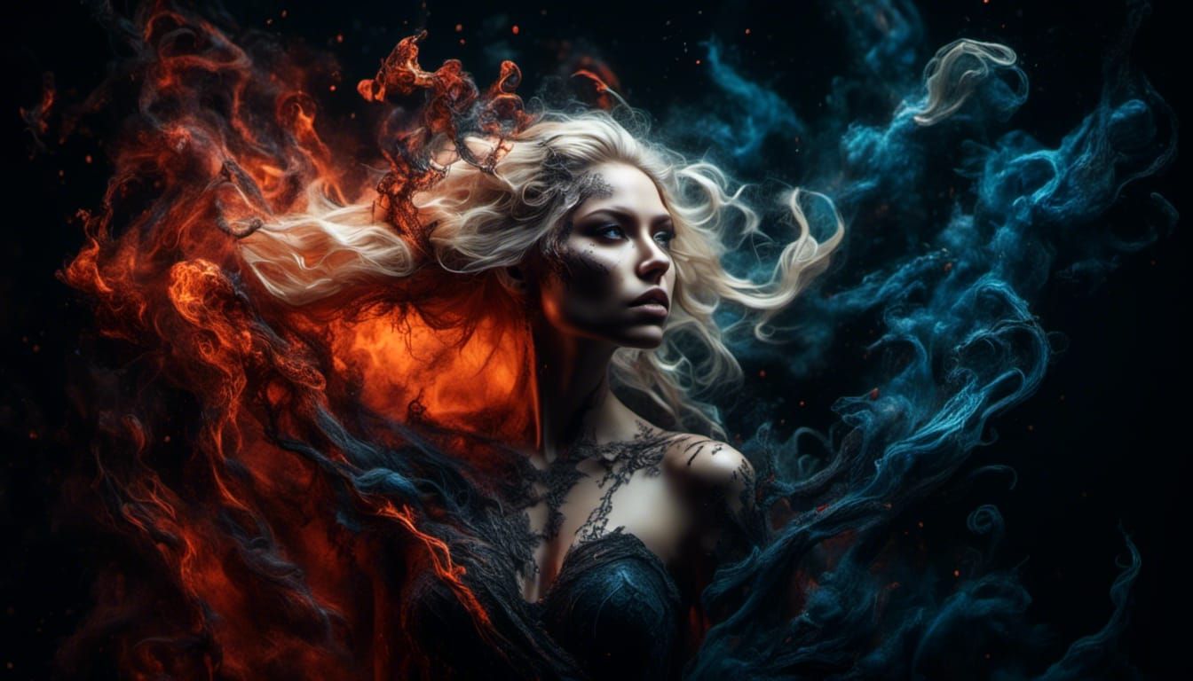 Half Angel Half Devil in Hyperrealistic Style