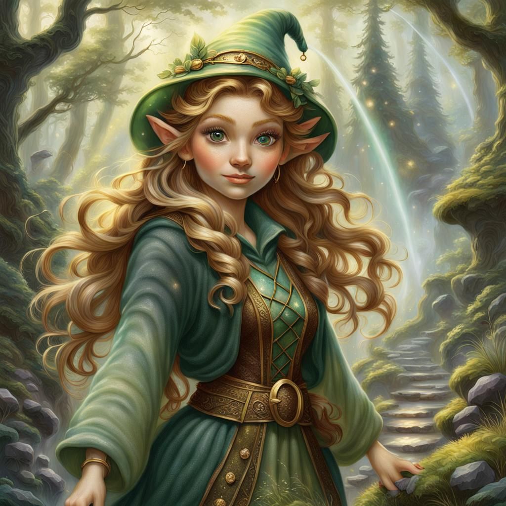 Forest Gnome Woman in Ethereal Fantasy Style