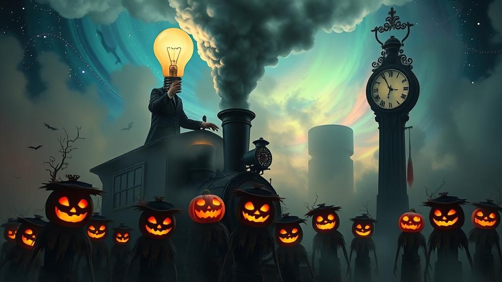 Steampunk Politician Addresses Scarecrows in Dreamscape