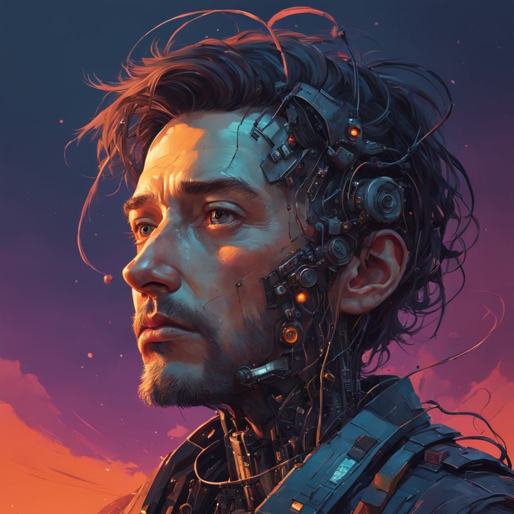 Hyperrealistic AI Self-Portrait in Concept Art Style