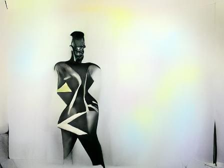 Grace Jones 1970: Neon Airbrush Portrait