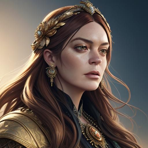 Art Nouveau Portrait of Woman with Flowing Hair