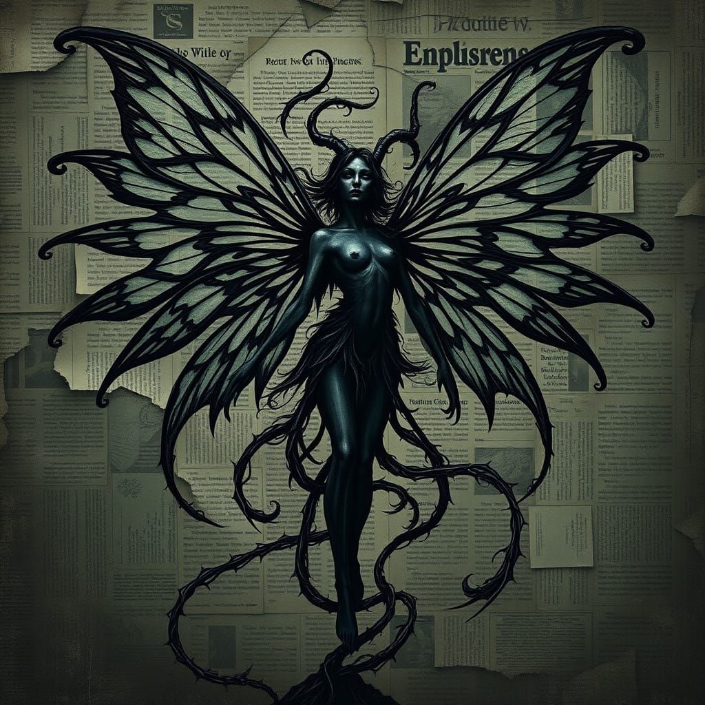 Something wicked this way Comes, the darkness pours out of me, Eldritch horror Elemental fairy Evil nightmares, ink draw...