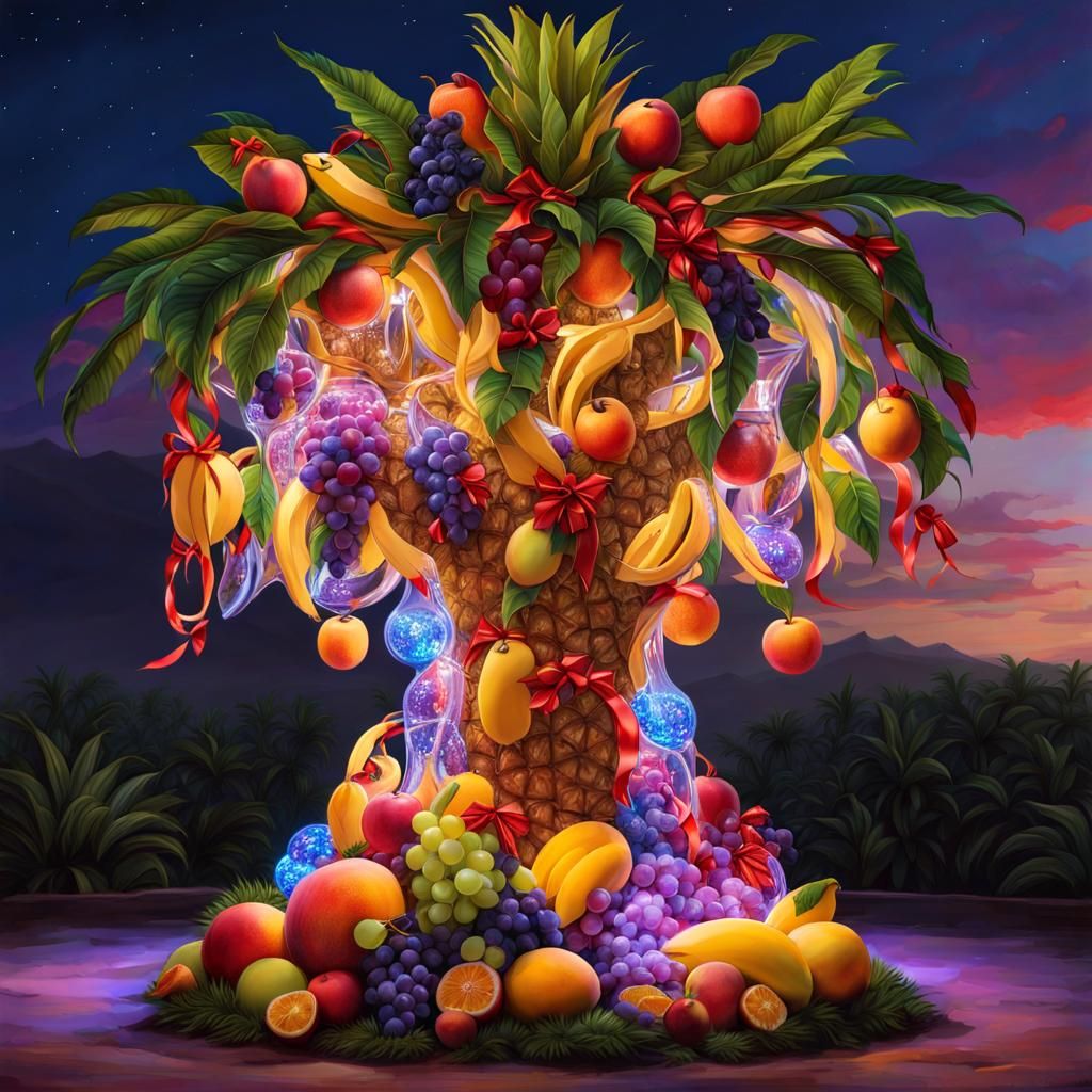 Tropical Christmas Tree in Graffiti Art Style
