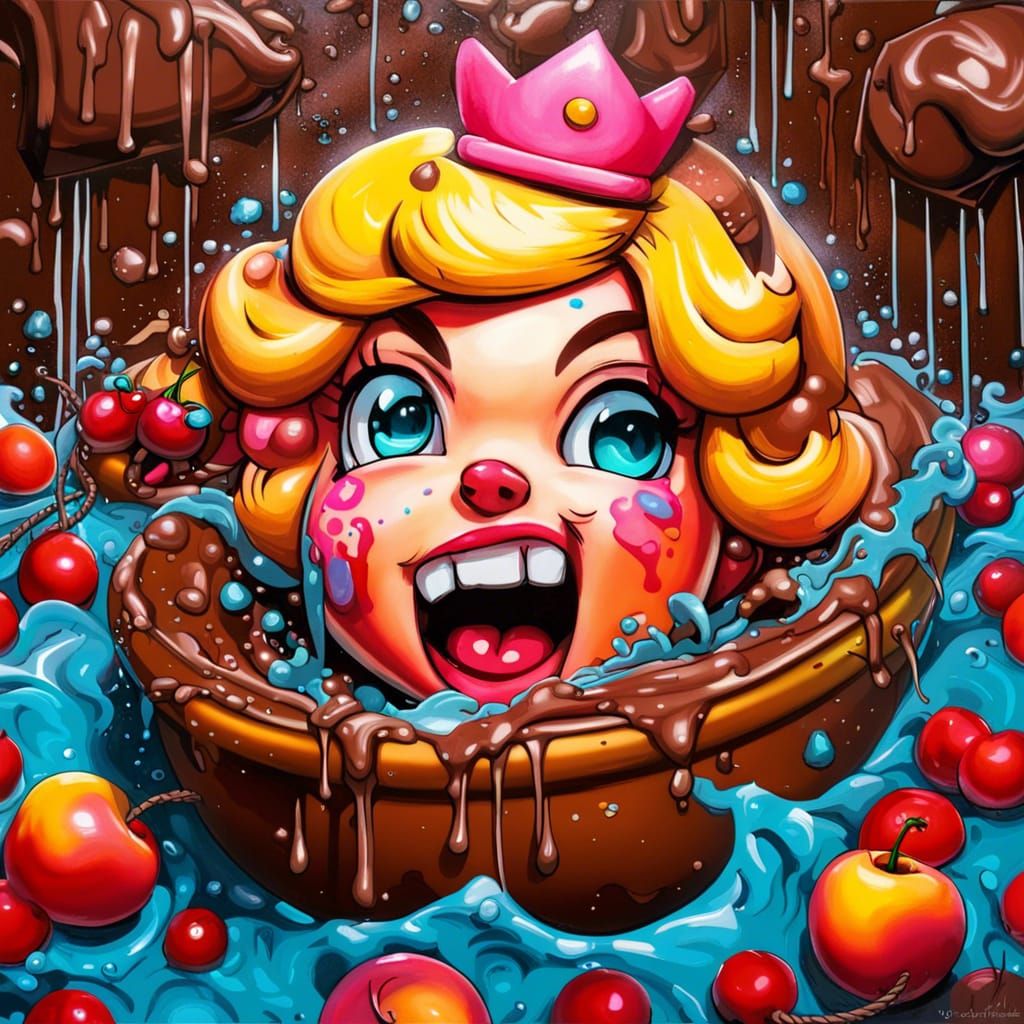 Princess Peach in Chocolate Bath: Graffiti Art