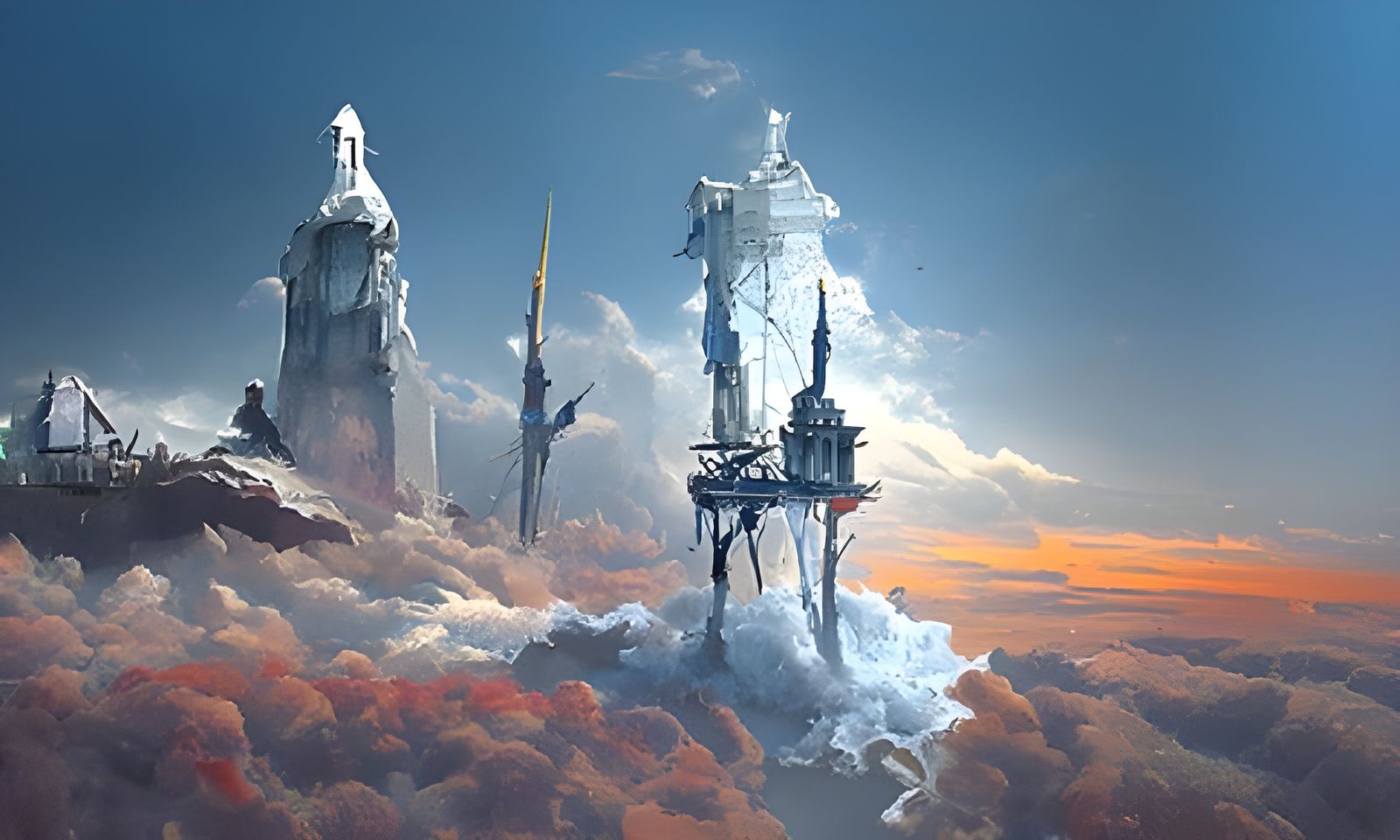 Ethereal Sky City: A Sci-Fi Fantasy Painting