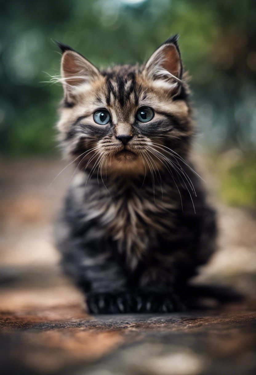 Obese Dragon Kitten Portrait in Moonlit Darkness