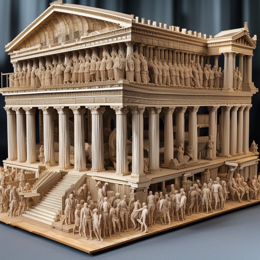 Detailed Parthenon Machine with Dramatic Ambient Lighting