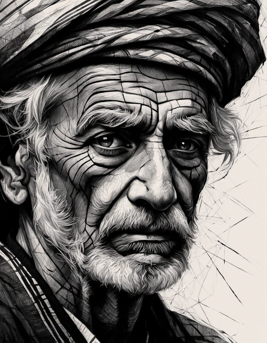 Elderly Palestinian Man in Traditional Attire