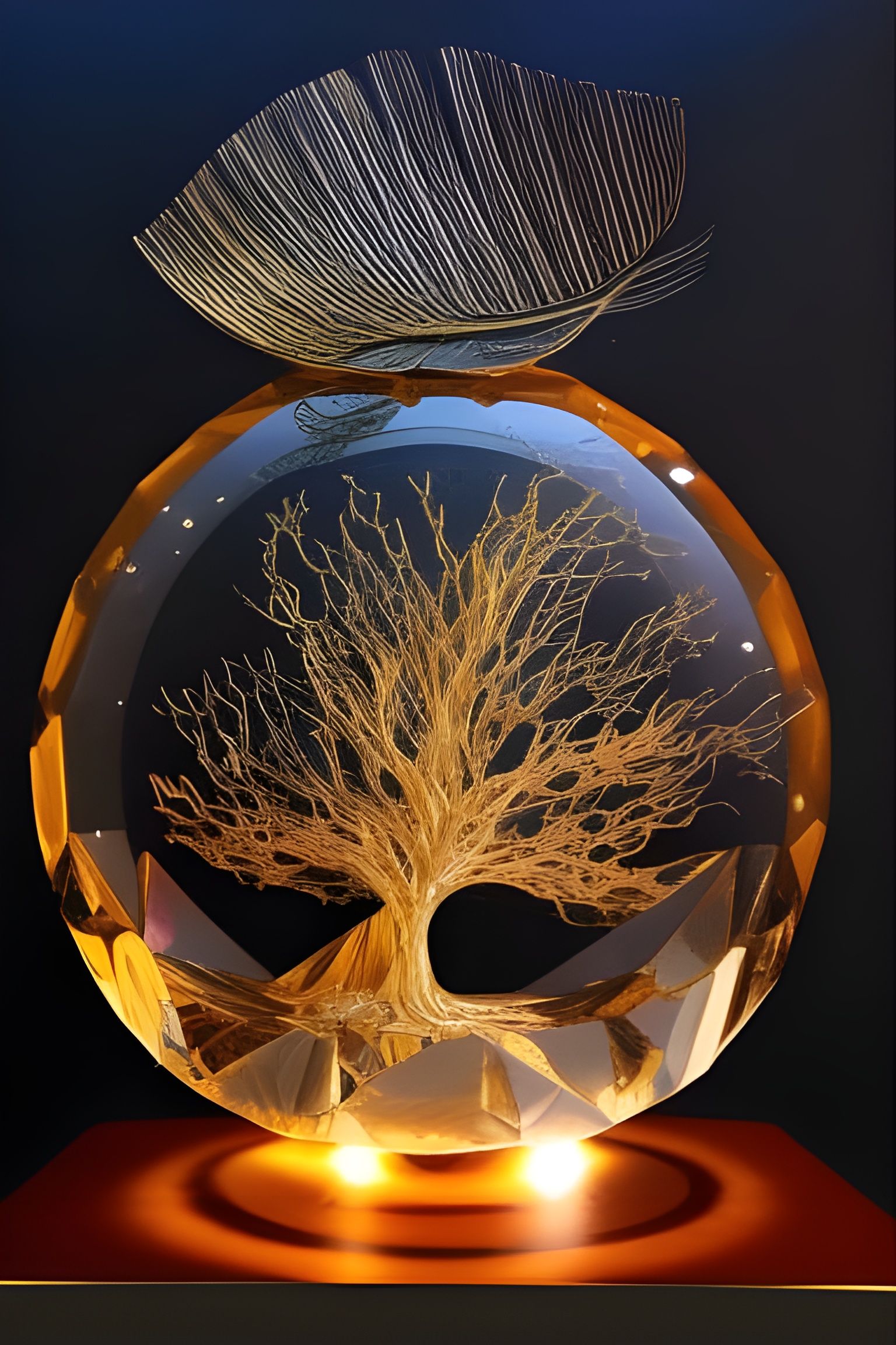 Glass tree lamp