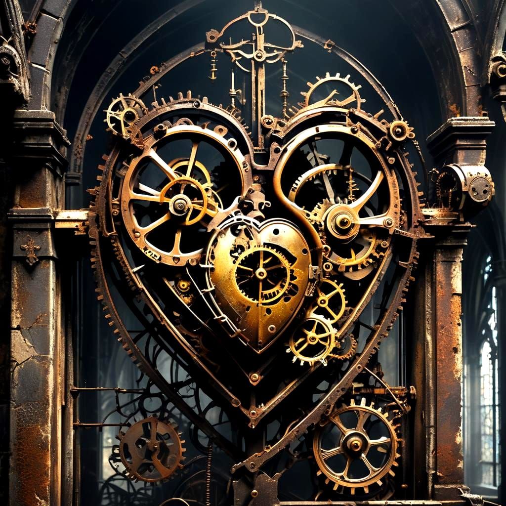 Close-up of a Rusted Metallic Heart