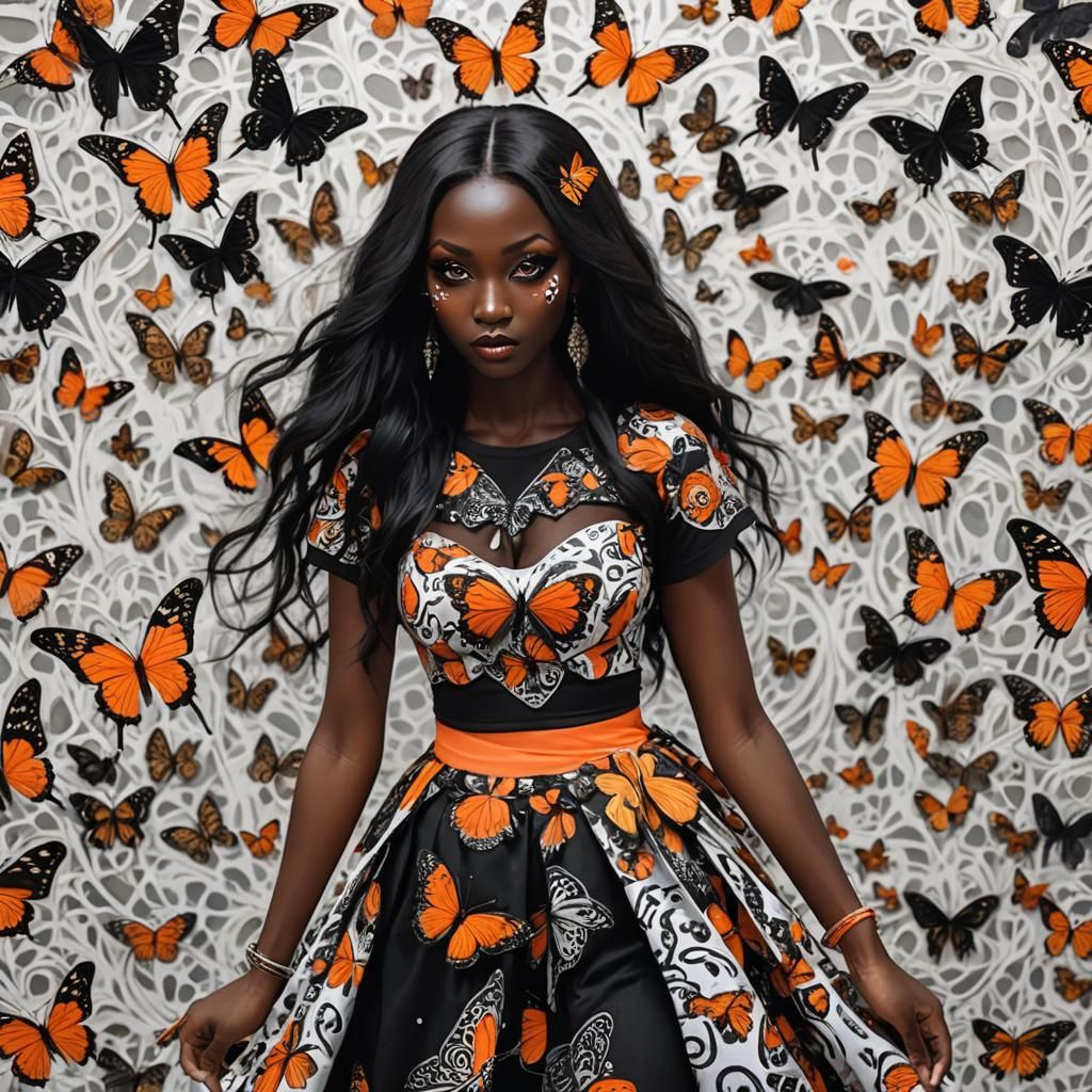 Beautiful Butterfly Monster Woman with Monarch Wings