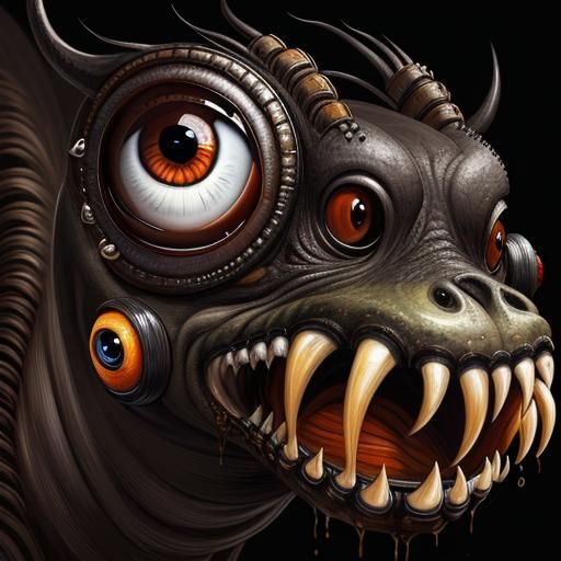 Creepy Animal with Eyes, Lowbrow Digital Art