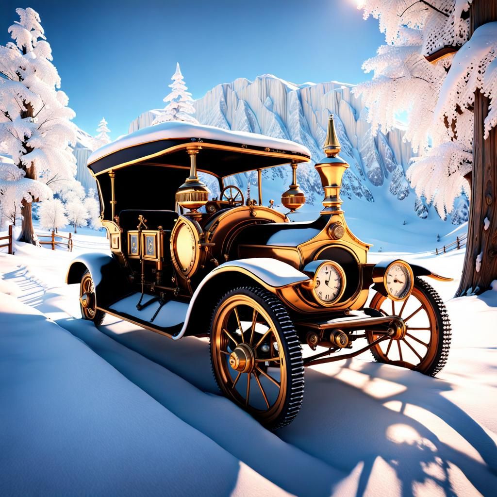 Steampunk Vehicle Adventures in Winter Wonderland