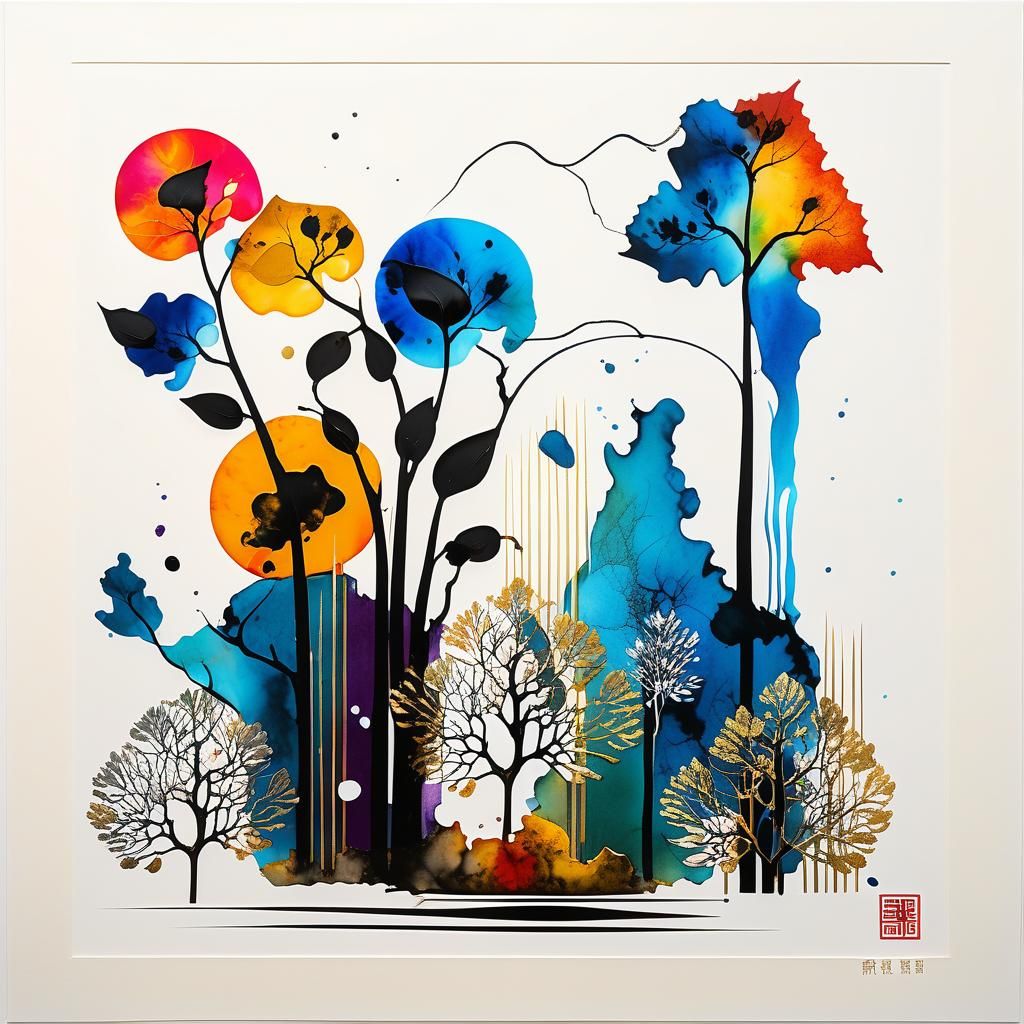 Autumn Wind Swirls Leaves: Psychedelic Folk Art