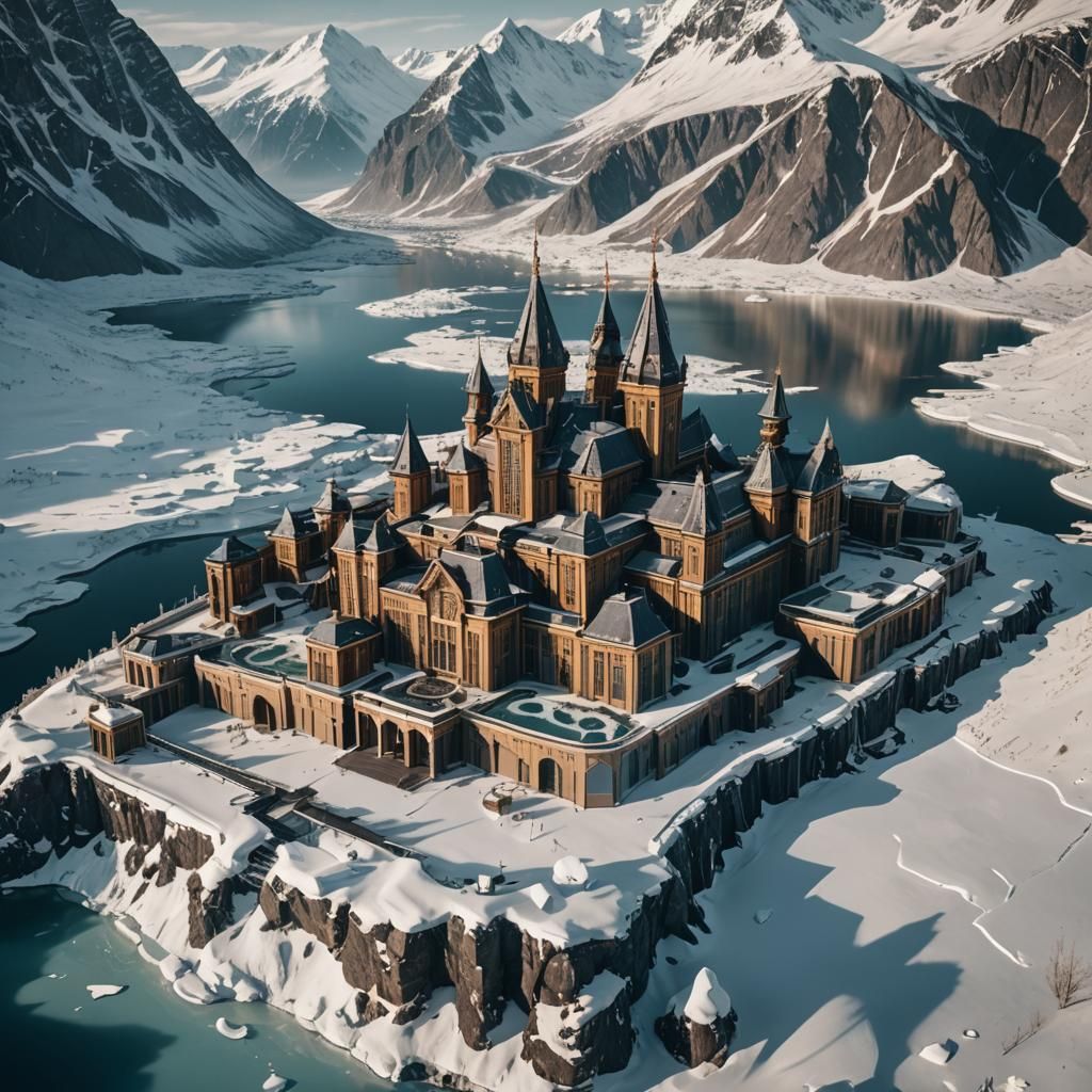 Baroque Cyberpunk Kingdom in Arctic Snowscape