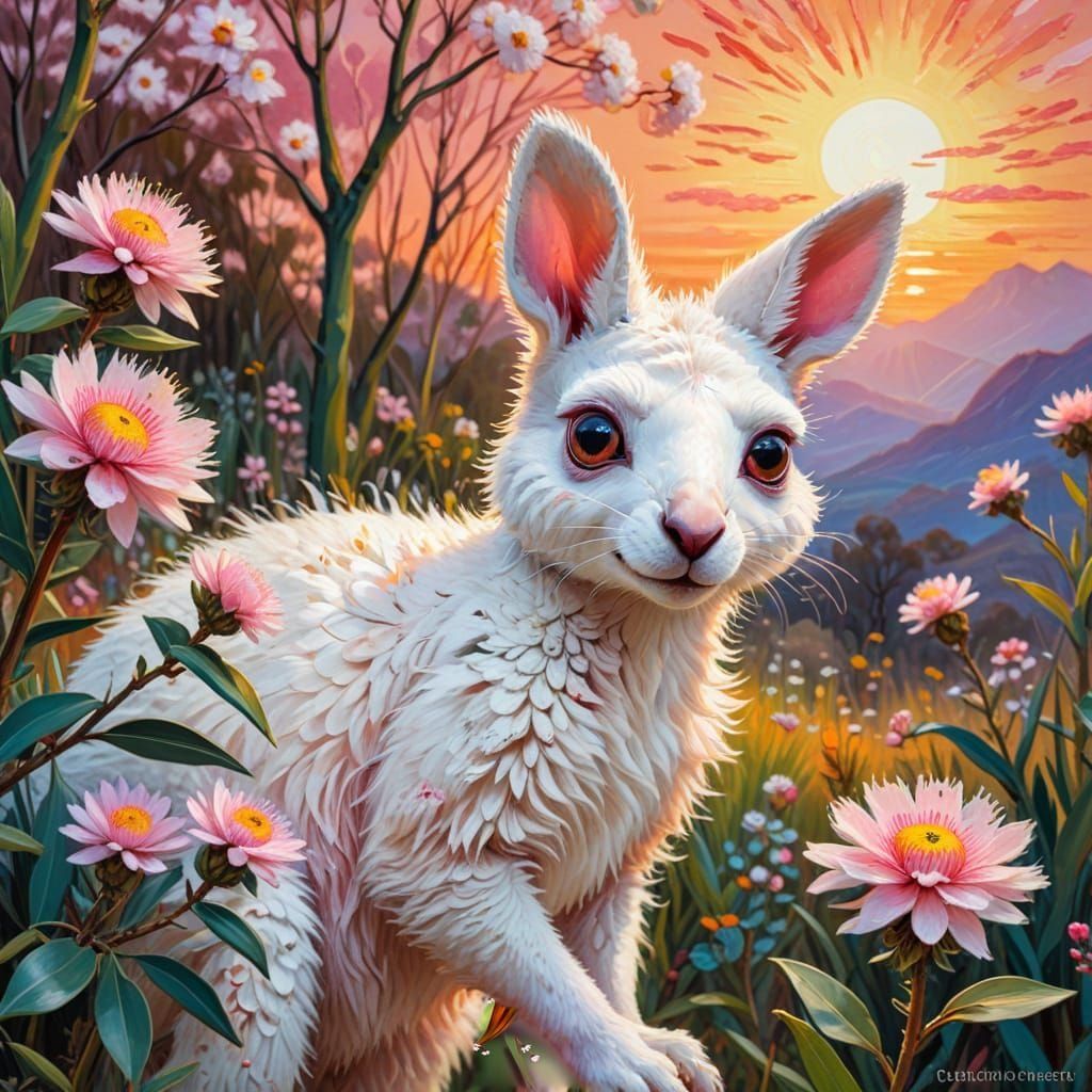 Gumnut Flowers and Grass: Color Corrected