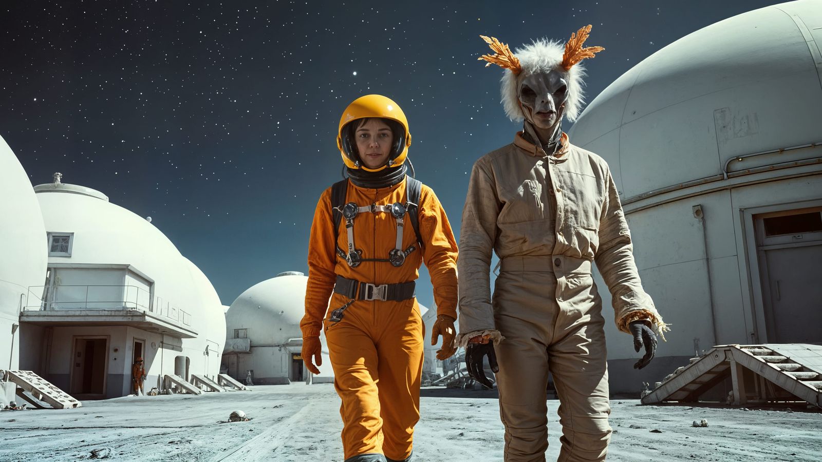 Retrofuturistic Moonbase Alpha 1: Humans and Androids Unite