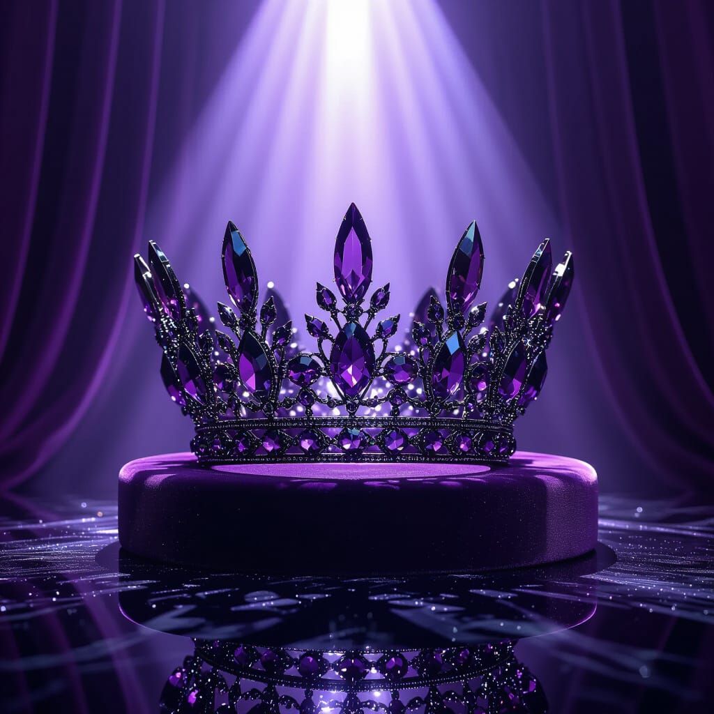 Majestic Amethyst Crystal Crown on Mirrored Plinth