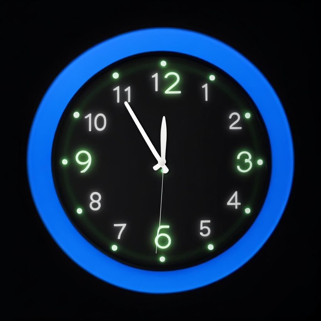 Intricately Detailed Luminous Green Clock at Night