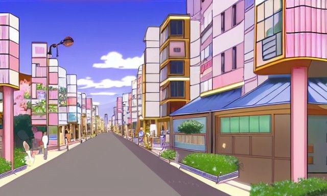 Anime Style Japanese Suburb Visual Novel Scene