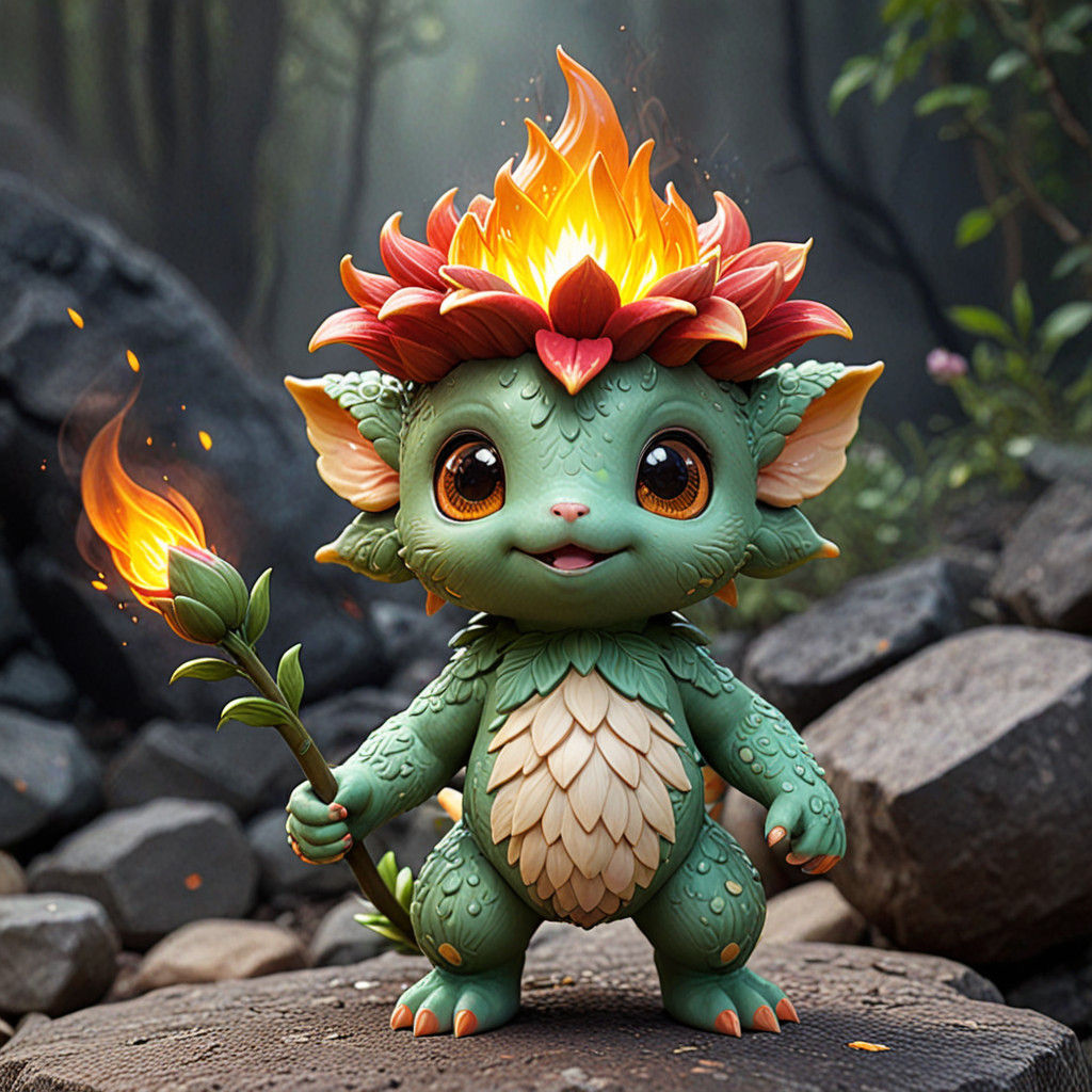 Adorable Fire Sprite Blooms Among Ember