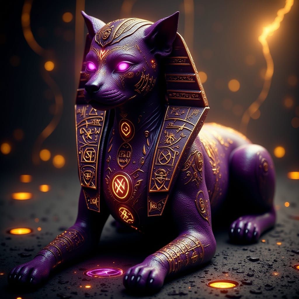 Egyptian Sphinx Guards Underworld Entrance in Dark Fantasy R...