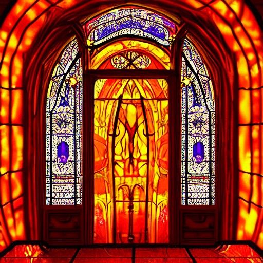 Glowing Stained Glass Pumpkin Door in Matte Style