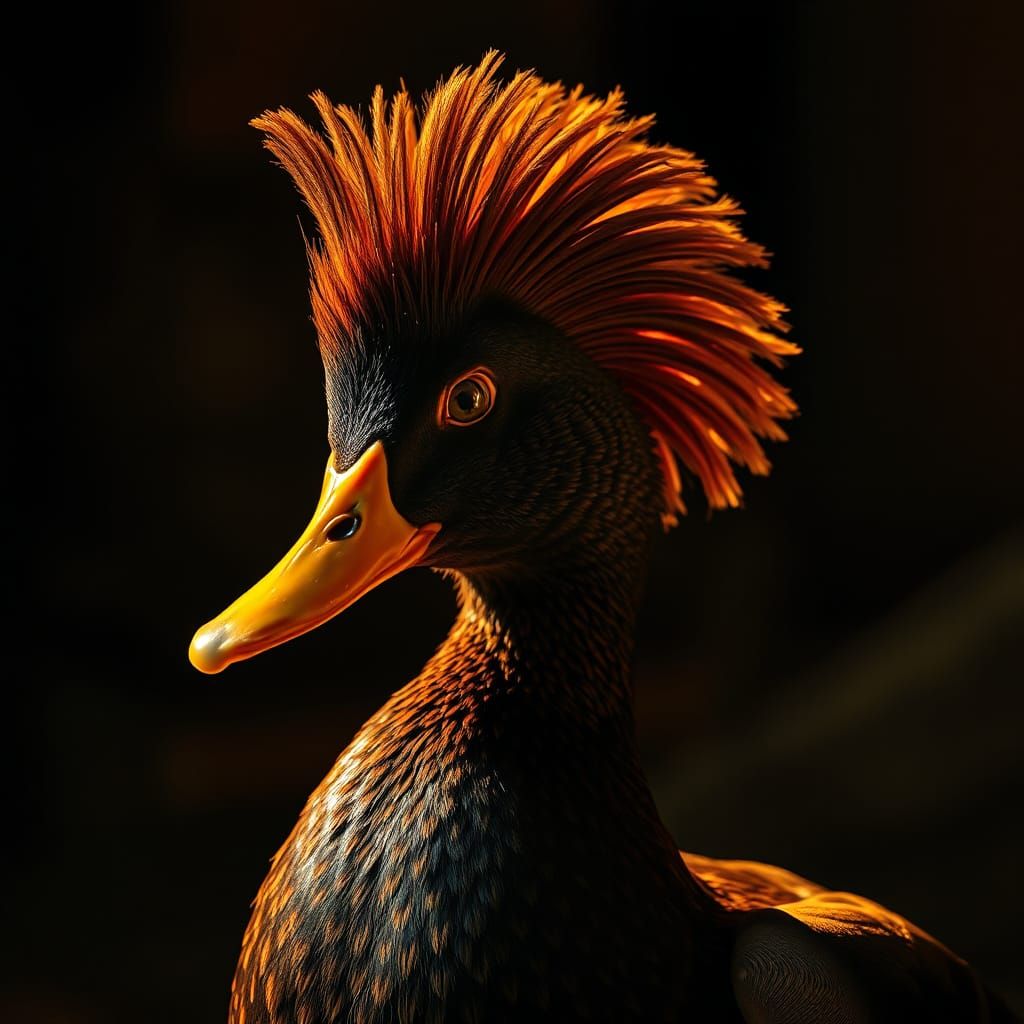 Duck with Afro in Cinematic Hyperrealism