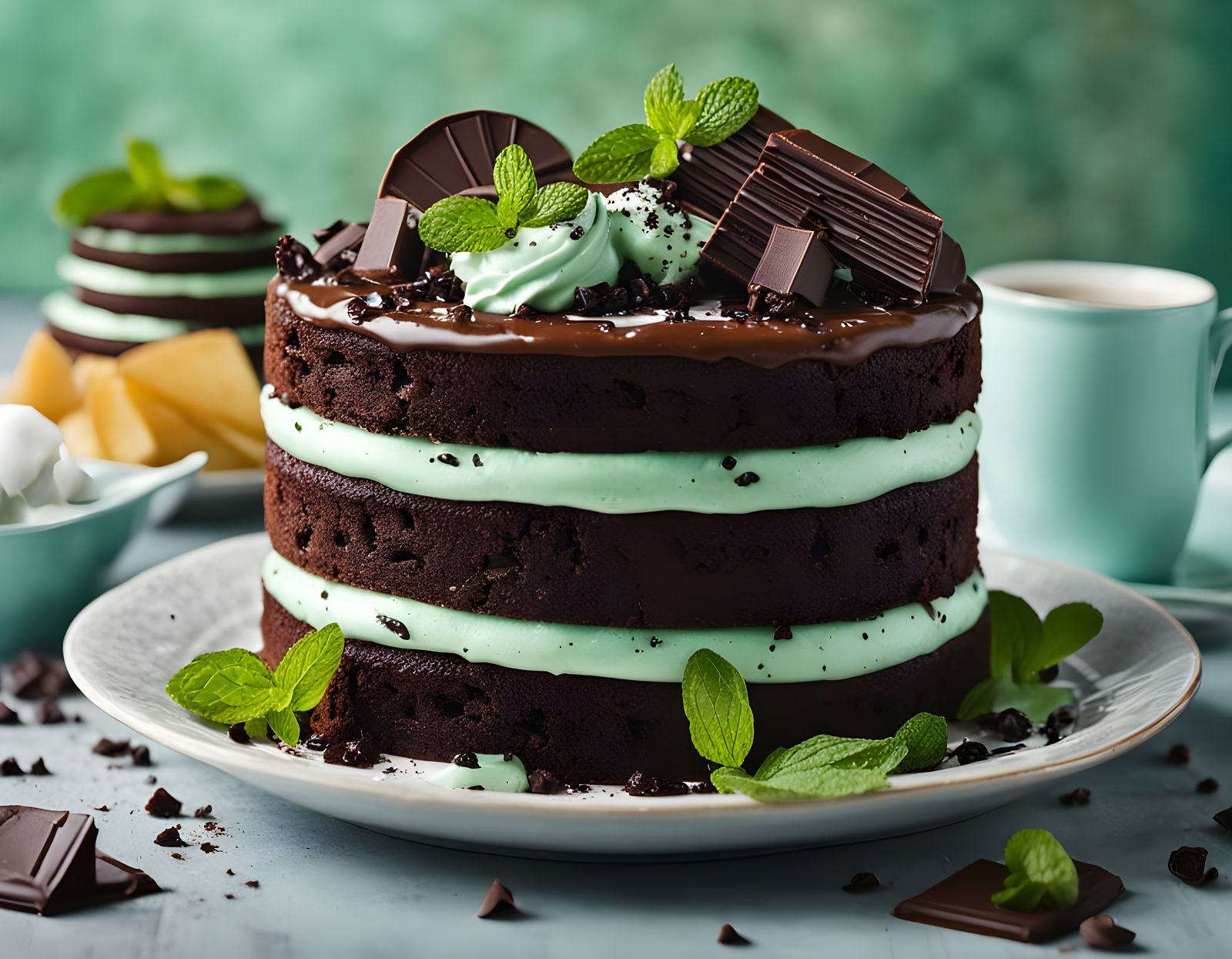 Moist Chocolate Mint Cake in Professional Light