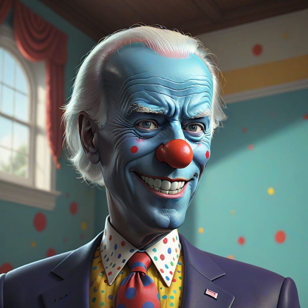 Joe Biden as a Clown in Pixar Style