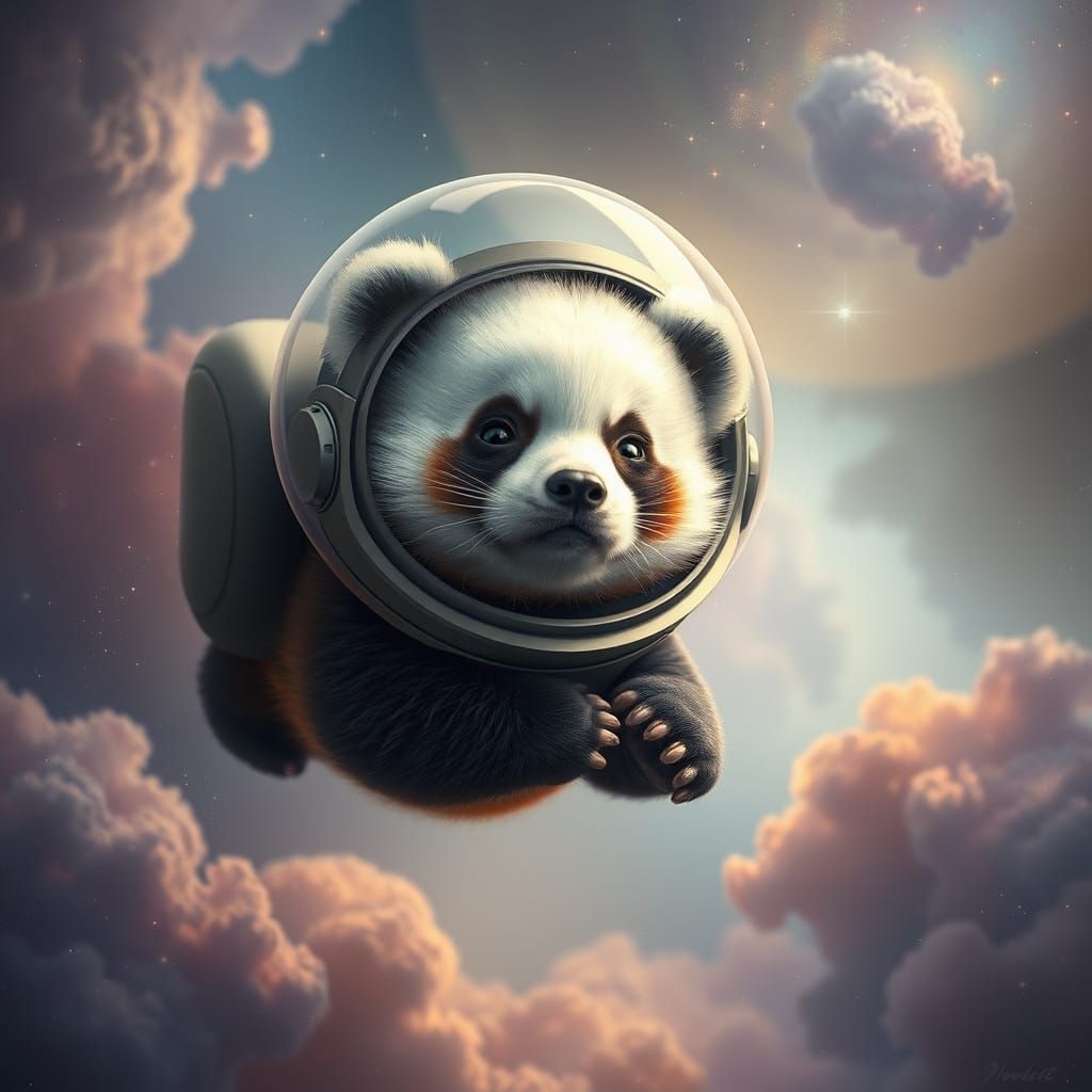 Peaceful Panda Amidst Celestial Wonders