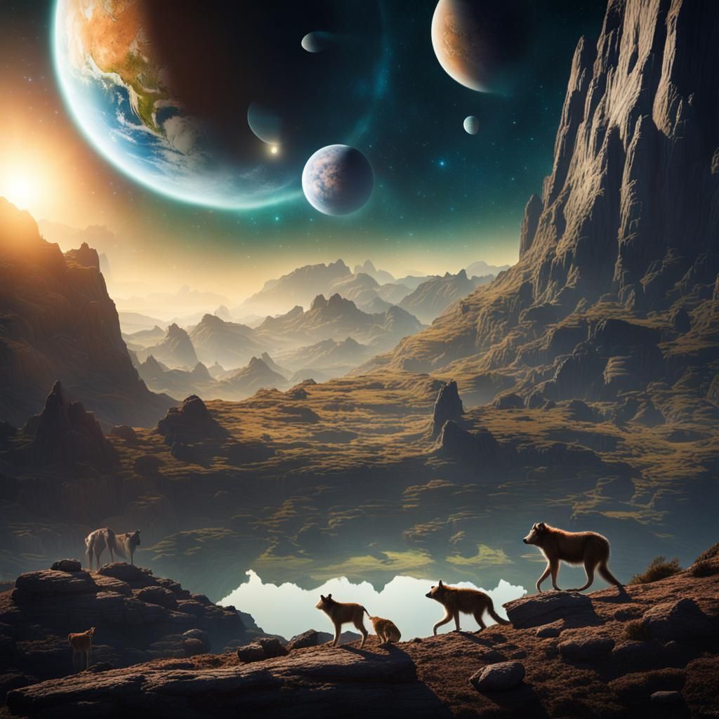 Exoplanet Wildlife: Mammals Roaming Free, Professional Photo...