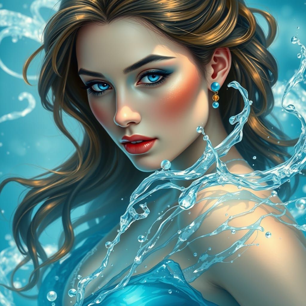 Surreal Goddess of Water Reigns Supreme in Hyperrealistic Ar...