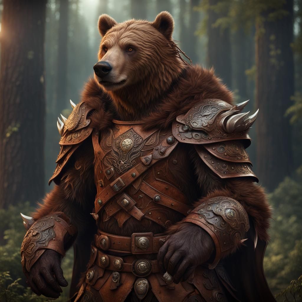 Brown Bear Druid in Detailed Matte Painting