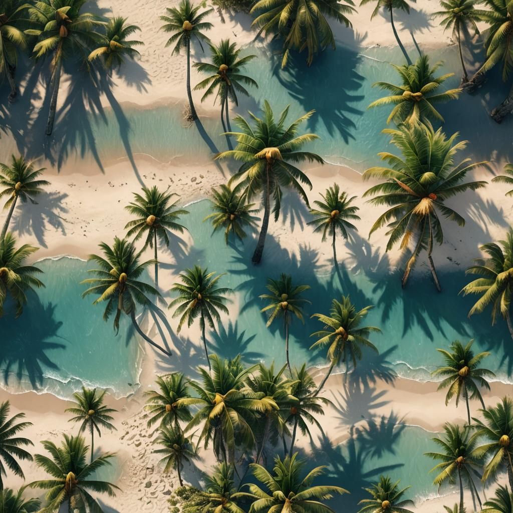 Palm Trees on a Beach in Detailed Matte Painting