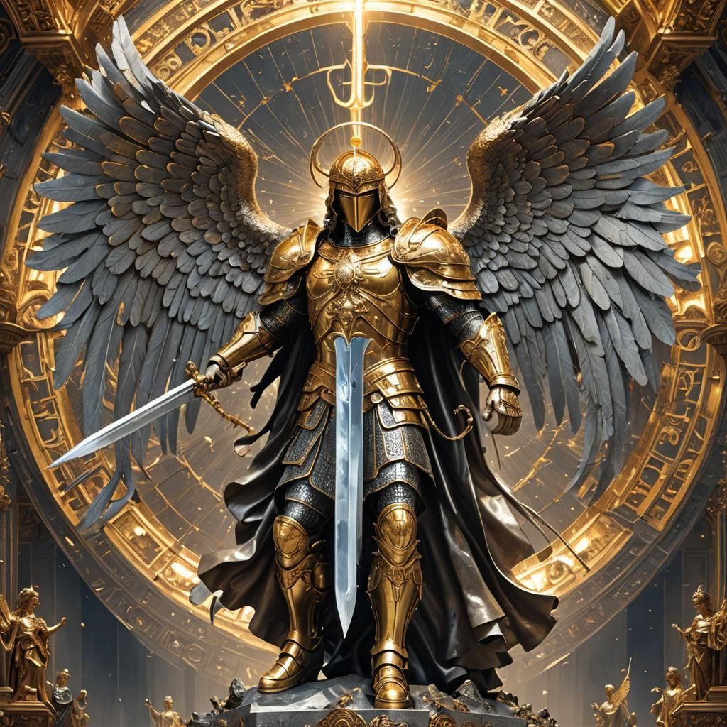 Shining Metal Archangel Michael with Sword