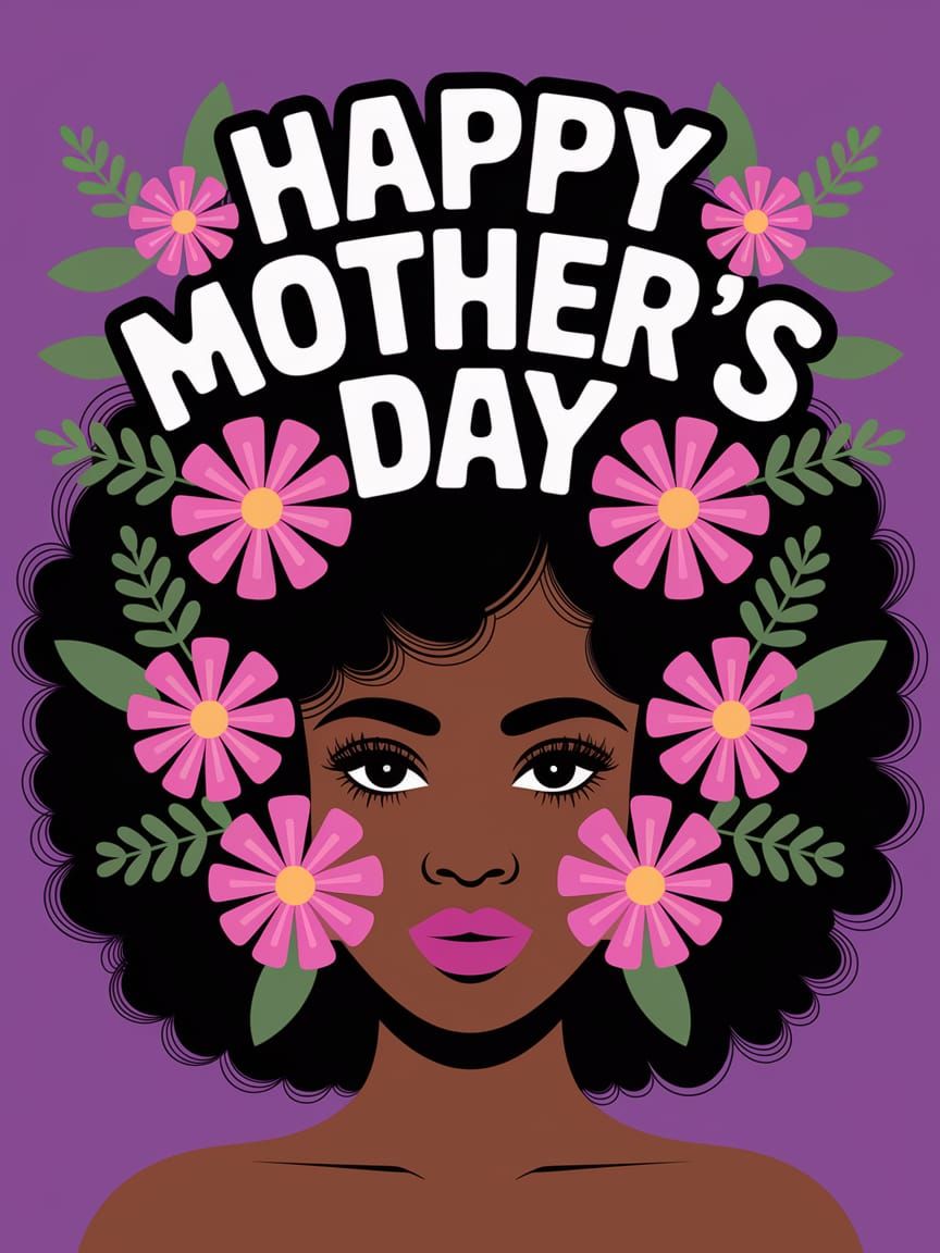 African American Woman in Vibrant Floral Garland