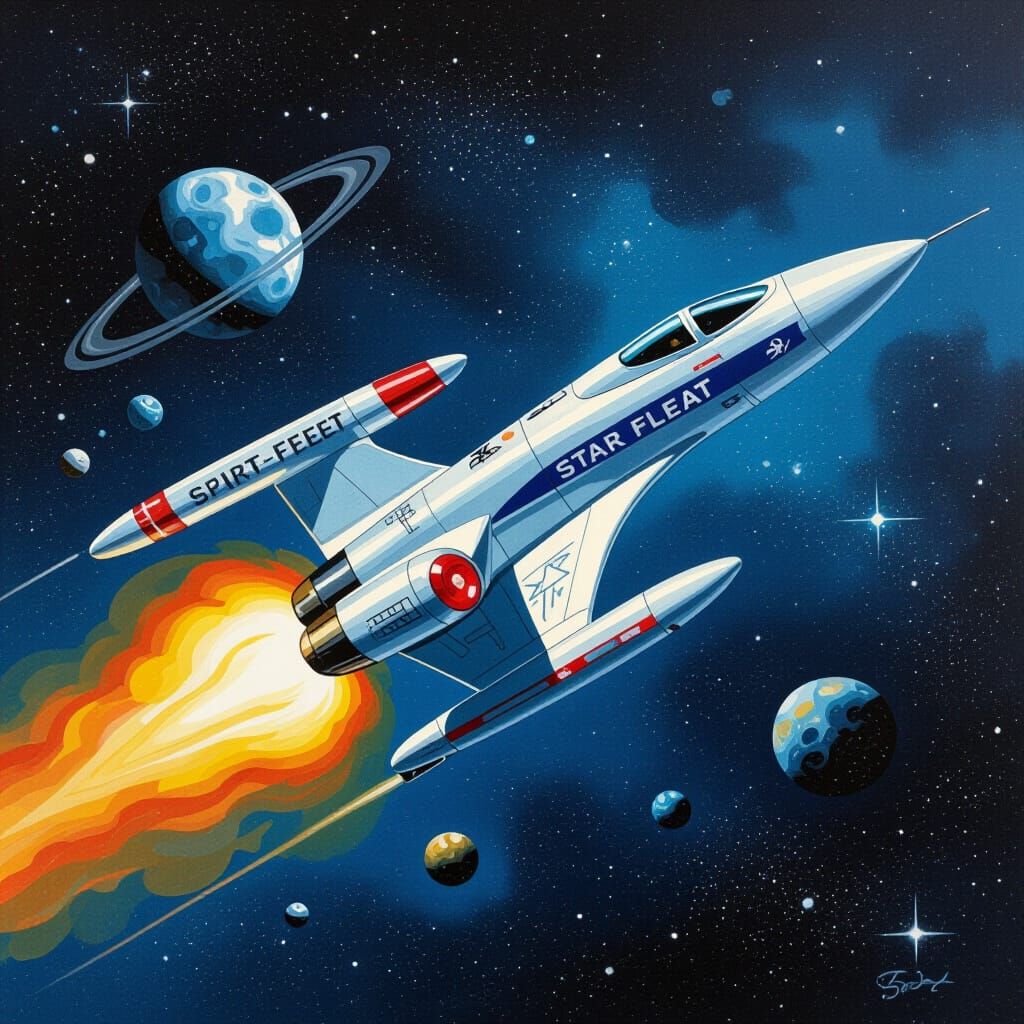 Starfleet Officer Portrait in Gouache Style