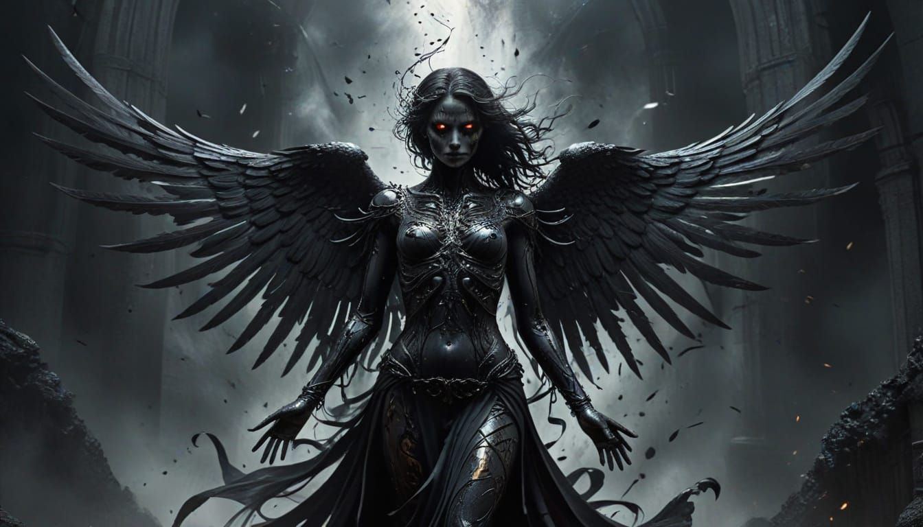 Dark Angel of Death with Velvet Wings