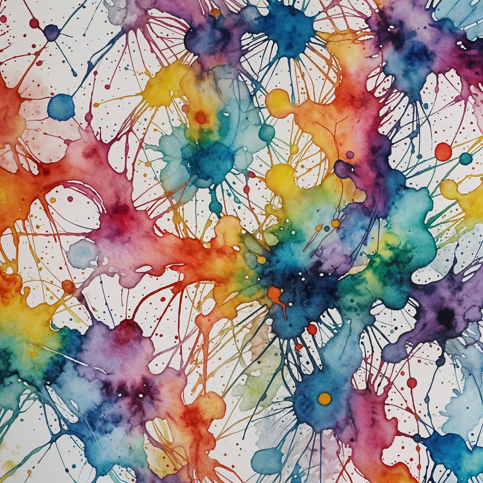 Vibrant Watercolor Splashes on White Background
