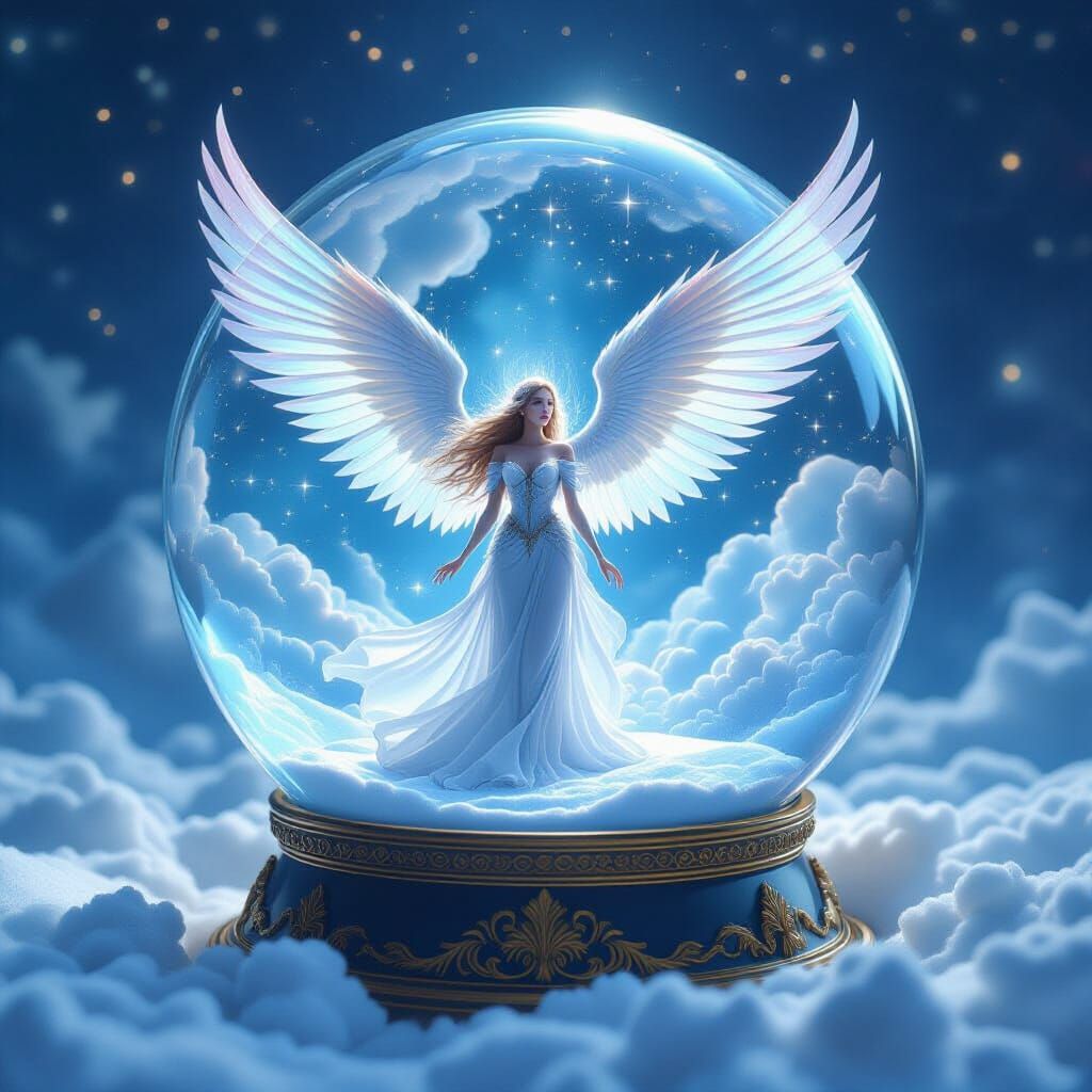 Celestial Realm in Snow Globe: Fantasy Concept Art